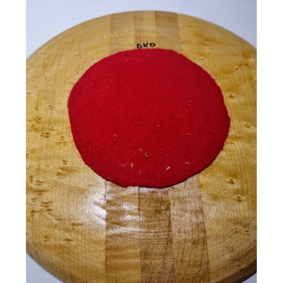 Handmade Wood Turned Cross Trivet 9in Round Felt Bottom Vintage Signed Religious - Picture 5 of 5